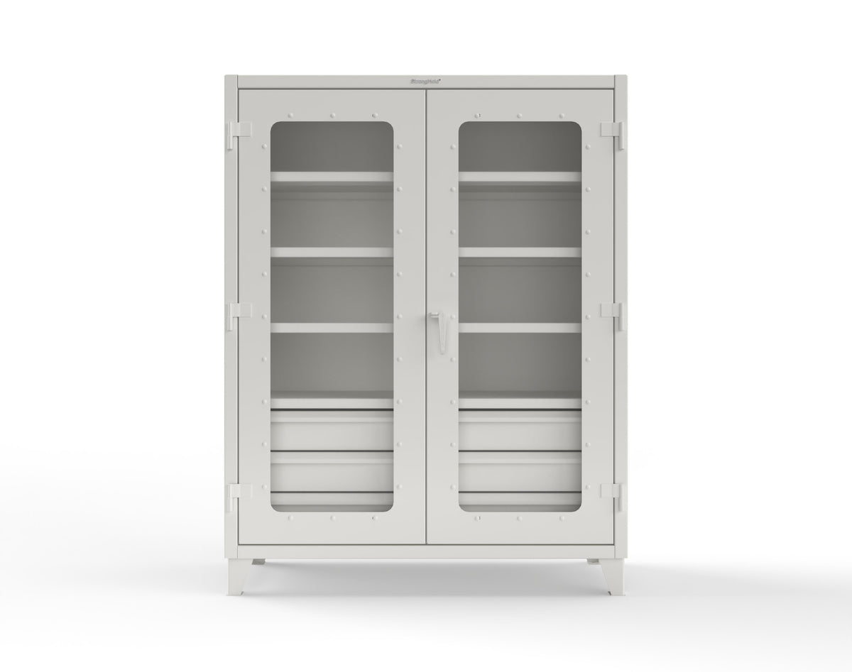 Extreme Duty 12 GA Clear View Cabinet with 6 Half-Width Drawers, 4 Shelves - 60 In. W x 24 In. D x 78 In. H - 56-LD-244-6.5DB-9003
