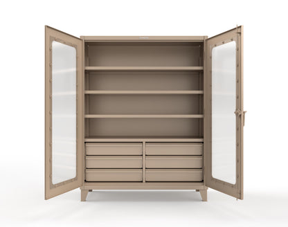 Extreme Duty 12 GA Clear View Cabinet with 6 Half-Width Drawers, 4 Shelves - 60 In. W x 24 In. D x 78 In. H - 56-LD-244-6.5DB-1019