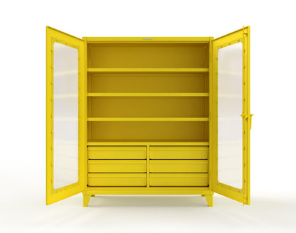 Extreme Duty 12 GA Clear View Cabinet with 6 Half-Width Drawers, 4 Shelves - 60 In. W x 24 In. D x 78 In. H - 56-LD-244-6.5DB-1023