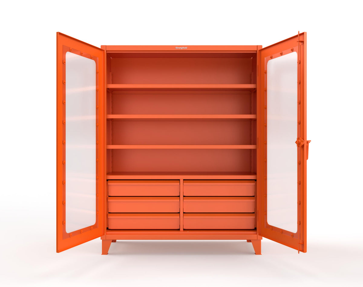 Extreme Duty 12 GA Clear View Cabinet with 6 Half-Width Drawers, 4 Shelves - 60 In. W x 24 In. D x 78 In. H - 56-LD-244-6.5DB-2004