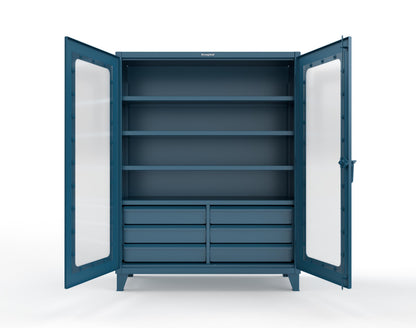 Extreme Duty 12 GA Clear View Cabinet with 6 Half-Width Drawers, 4 Shelves - 60 In. W x 24 In. D x 78 In. H - 56-LD-244-6.5DB-5010