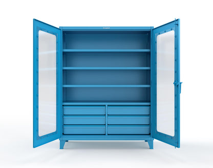 Extreme Duty 12 GA Clear View Cabinet with 6 Half-Width Drawers, 4 Shelves - 60 In. W x 24 In. D x 78 In. H - 56-LD-244-6.5DB-5012