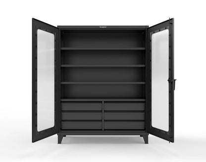 Extreme Duty 12 GA Clear View Cabinet with 6 Half-Width Drawers, 4 Shelves - 60 In. W x 24 In. D x 78 In. H - 56-LD-244-6.5DB-9005