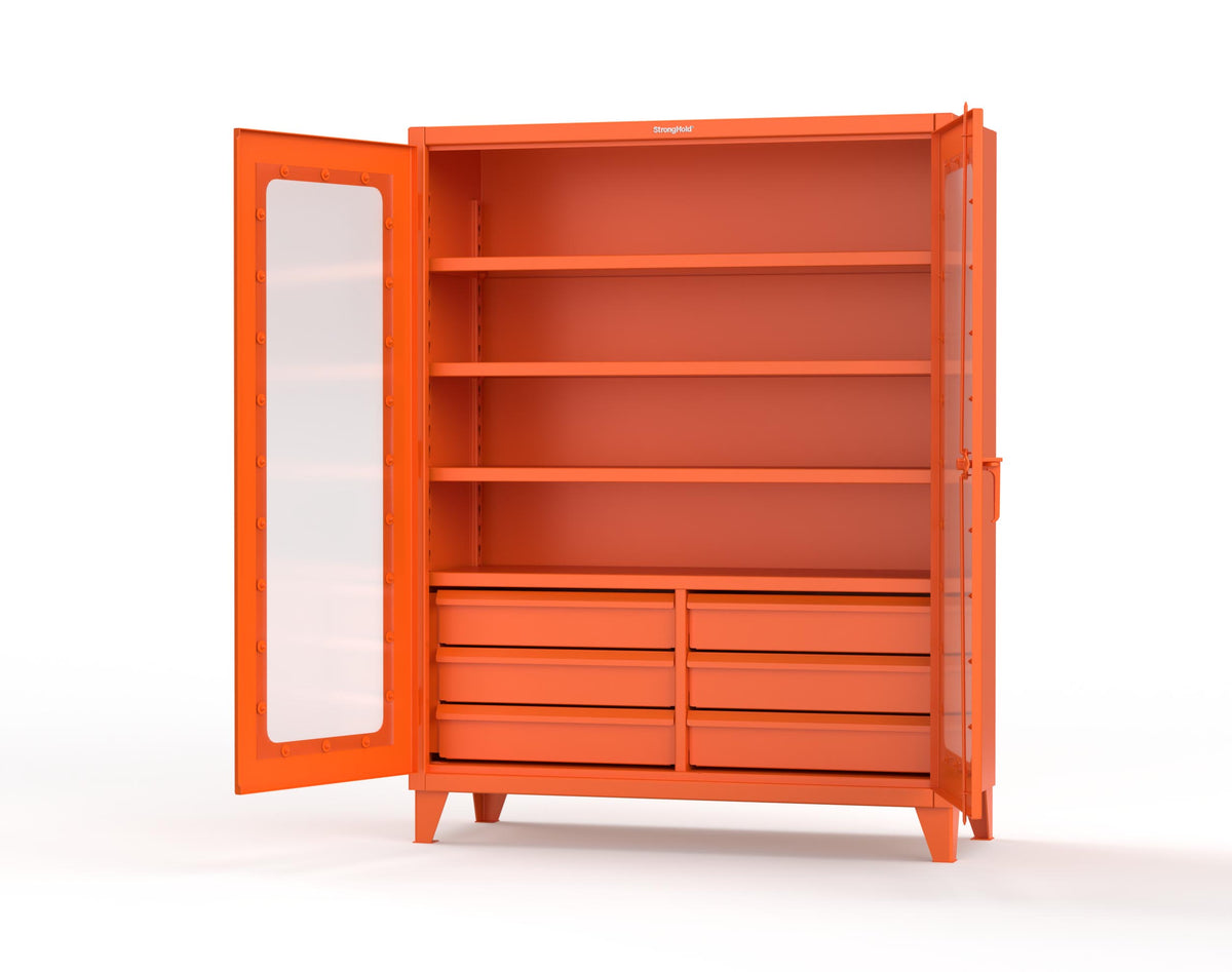 Extreme Duty 12 GA Clear View Cabinet with 6 Half-Width Drawers, 4 Shelves - 60 In. W x 24 In. D x 78 In. H - 56-LD-244-6.5DB-2004