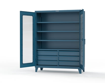Extreme Duty 12 GA Clear View Cabinet with 6 Half-Width Drawers, 4 Shelves - 60 In. W x 24 In. D x 78 In. H - 56-LD-244-6.5DB-5010