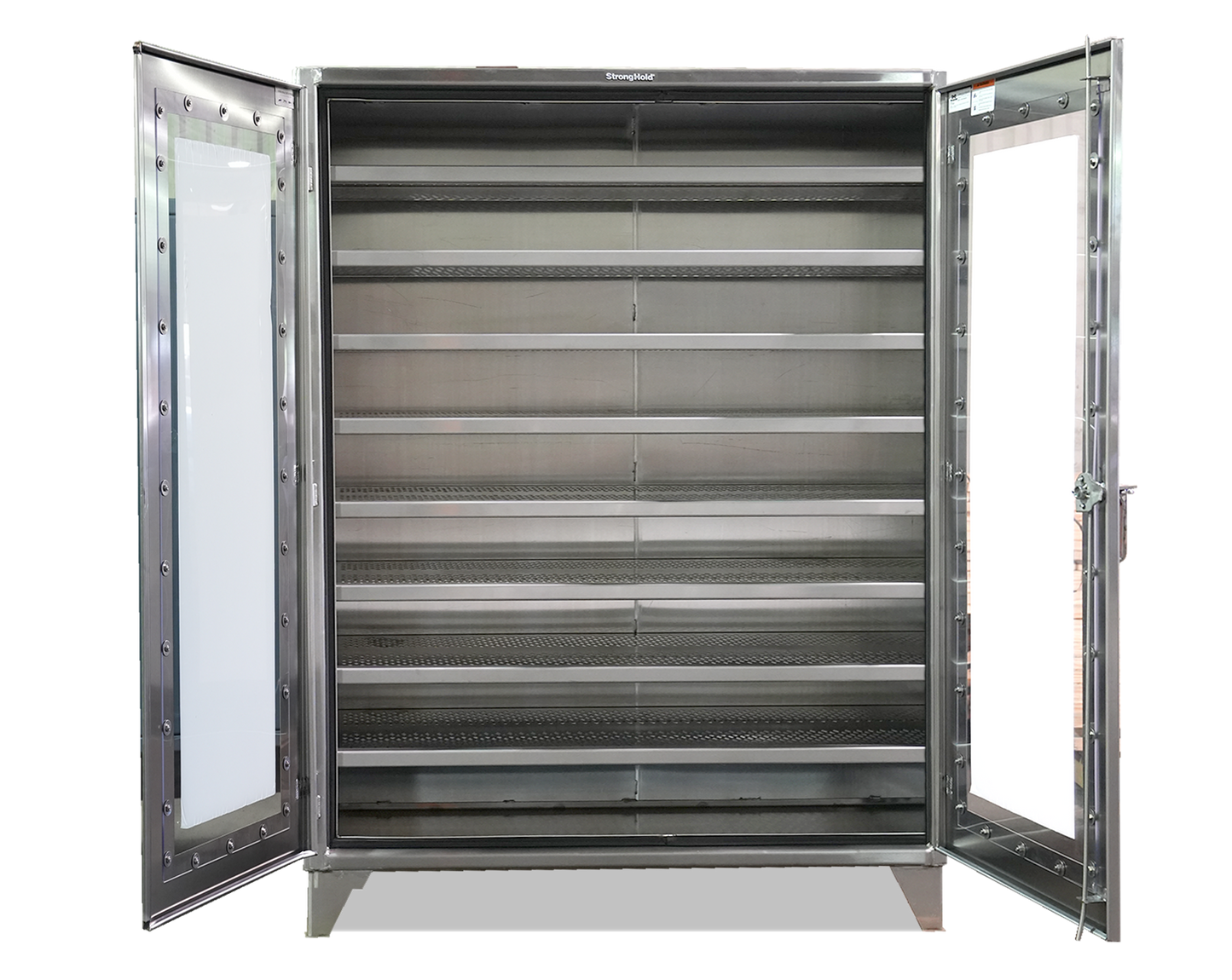 Extreme Duty 12 GA Stainless Steel Clearview Cabinet with 7 Shelves Punched with Ventilation – 60 In. W x 24 In. D x 78 In. H