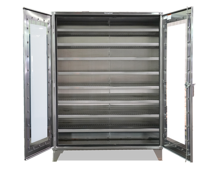 Extreme Duty 12 GA Stainless Steel Clearview Cabinet with 7 Shelves Punched with Ventilation – 60 In. W x 24 In. D x 78 In. H