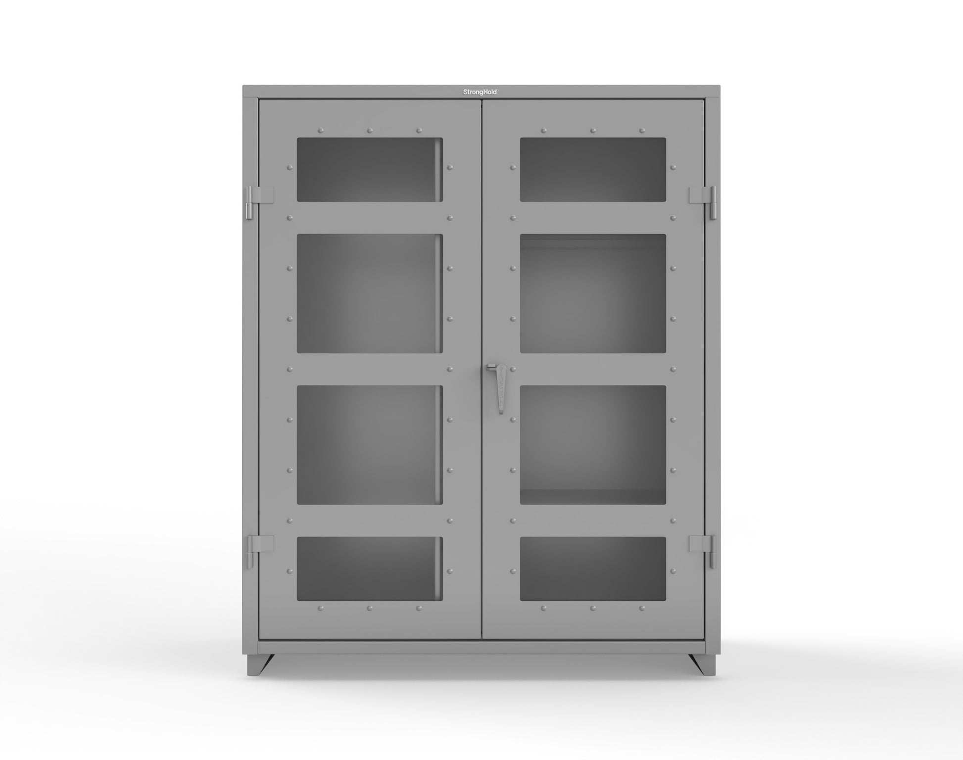 Extra Heavy Duty 14 GA Clear View Janitorial Cabinet with 3 Shelves - 60 In. W x 24 In. D x 75 In. H - 56-LD-BC-243-L-7037