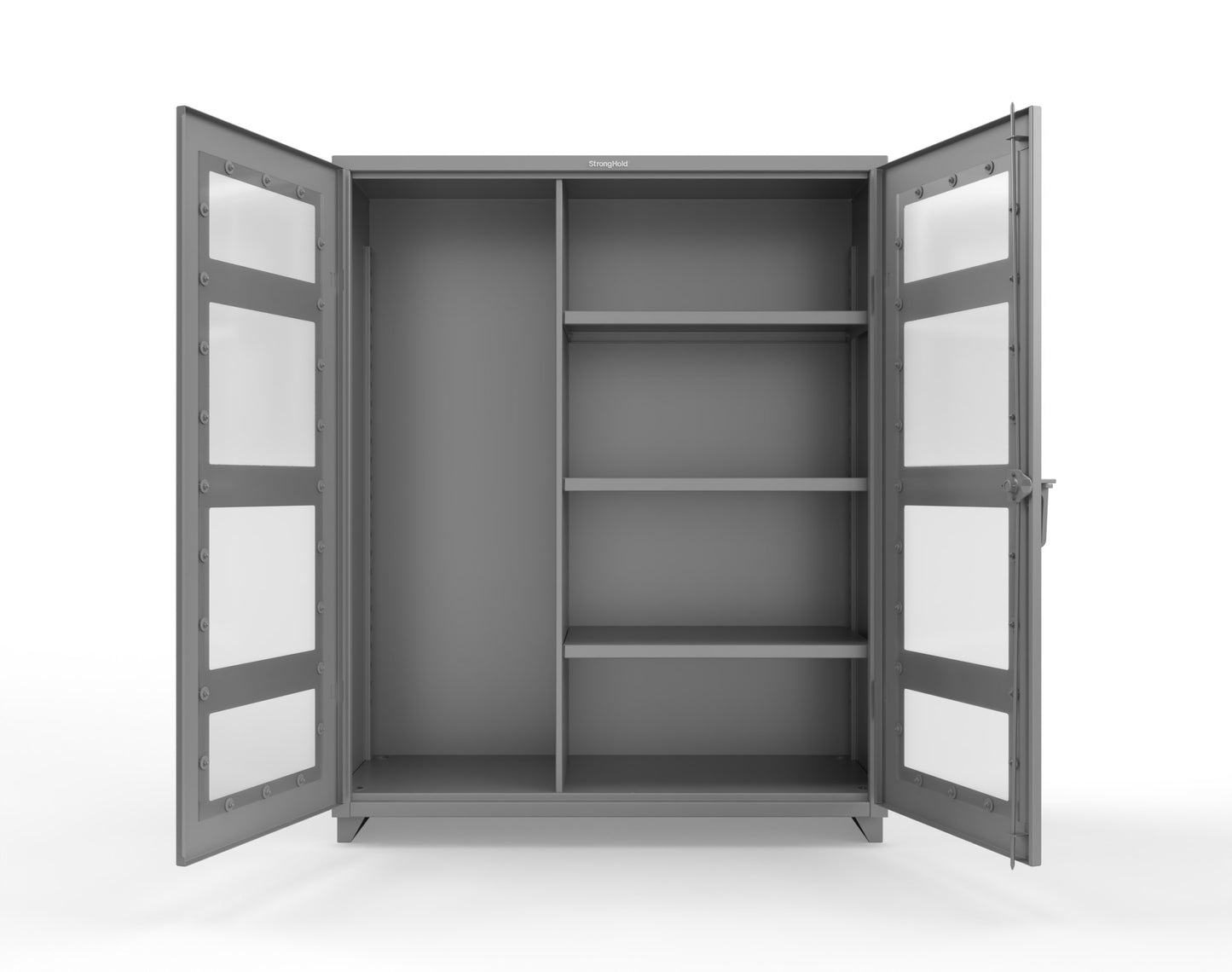 Extra Heavy Duty 14 GA Clear View Janitorial Cabinet with 3 Shelves - 60 In. W x 24 In. D x 75 In. H - 56-LD-BC-243-L-7037