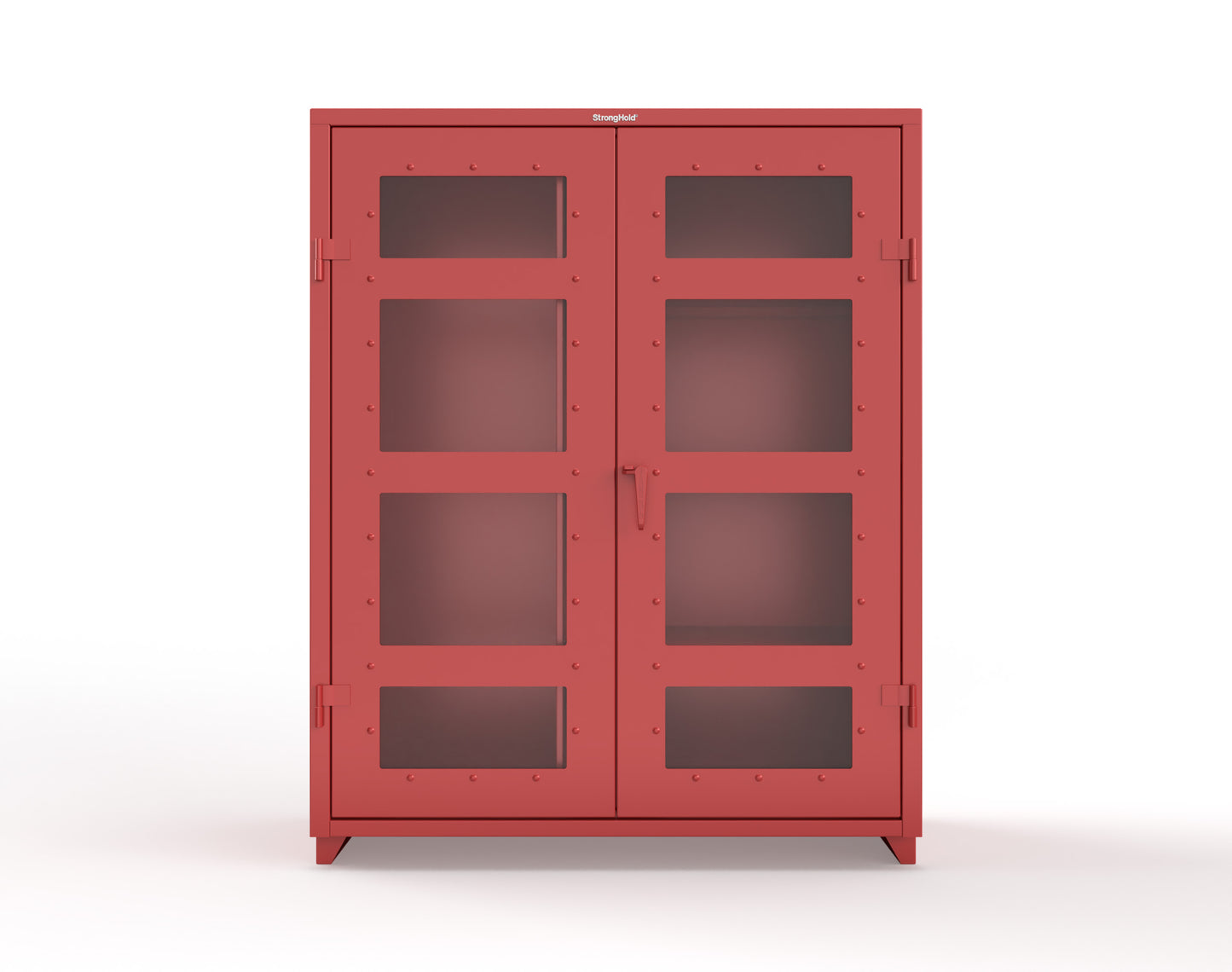 Extra Heavy Duty 14 GA Clear View Janitorial Cabinet with 3 Shelves - 60 In. W x 24 In. D x 75 In. H - 56-LD-BC-243-L-3001
