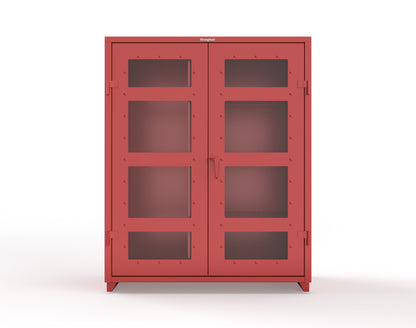 Extra Heavy Duty 14 GA Clear View Janitorial Cabinet with 3 Shelves - 60 In. W x 24 In. D x 75 In. H - 56-LD-BC-243-L-3001