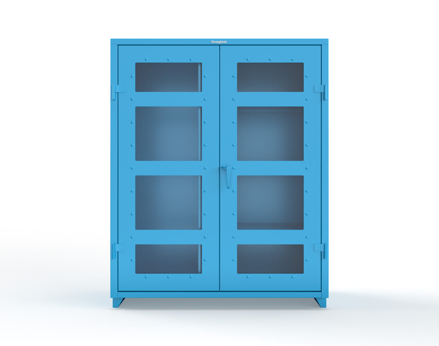 Extra Heavy Duty 14 GA Clear View Janitorial Cabinet with 3 Shelves - 60 In. W x 24 In. D x 75 In. H - 56-LD-BC-243-L-5012