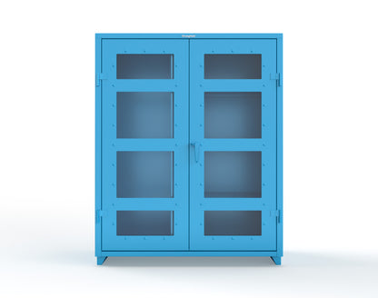 Extra Heavy Duty 14 GA Clear View Janitorial Cabinet with 3 Shelves - 60 In. W x 24 In. D x 75 In. H - 56-LD-BC-243-L-5012