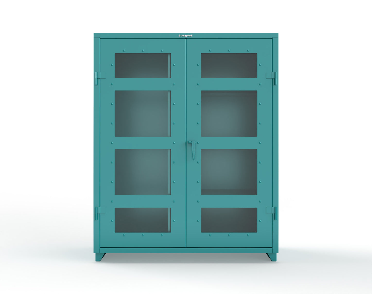 Extra Heavy Duty 14 GA Clear View Janitorial Cabinet with 3 Shelves - 60 In. W x 24 In. D x 75 In. H - 56-LD-BC-243-L-5021
