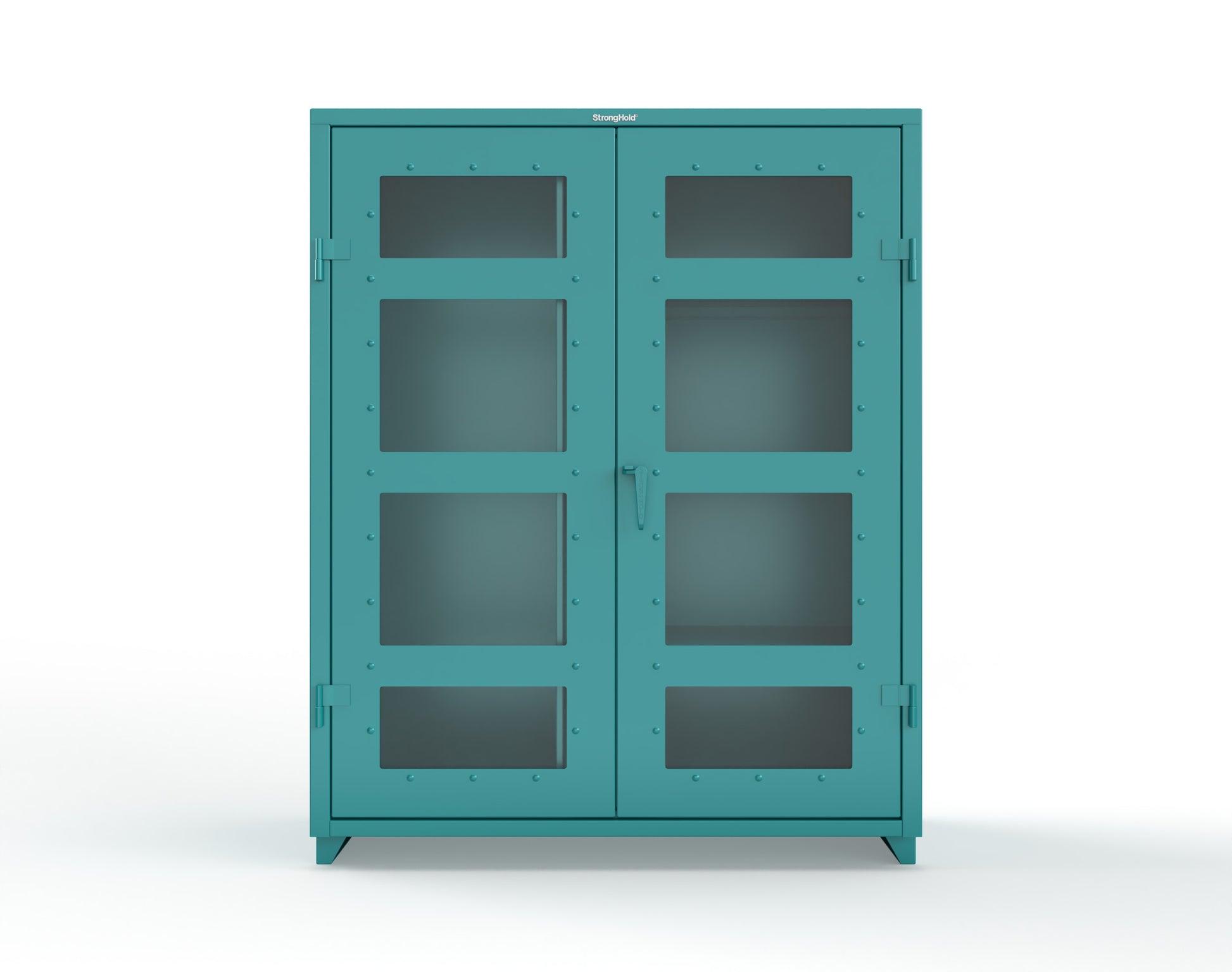 Extra Heavy Duty 14 GA Clear View Janitorial Cabinet with 3 Shelves - 60 In. W x 24 In. D x 75 In. H - 56-LD-BC-243-L-5021