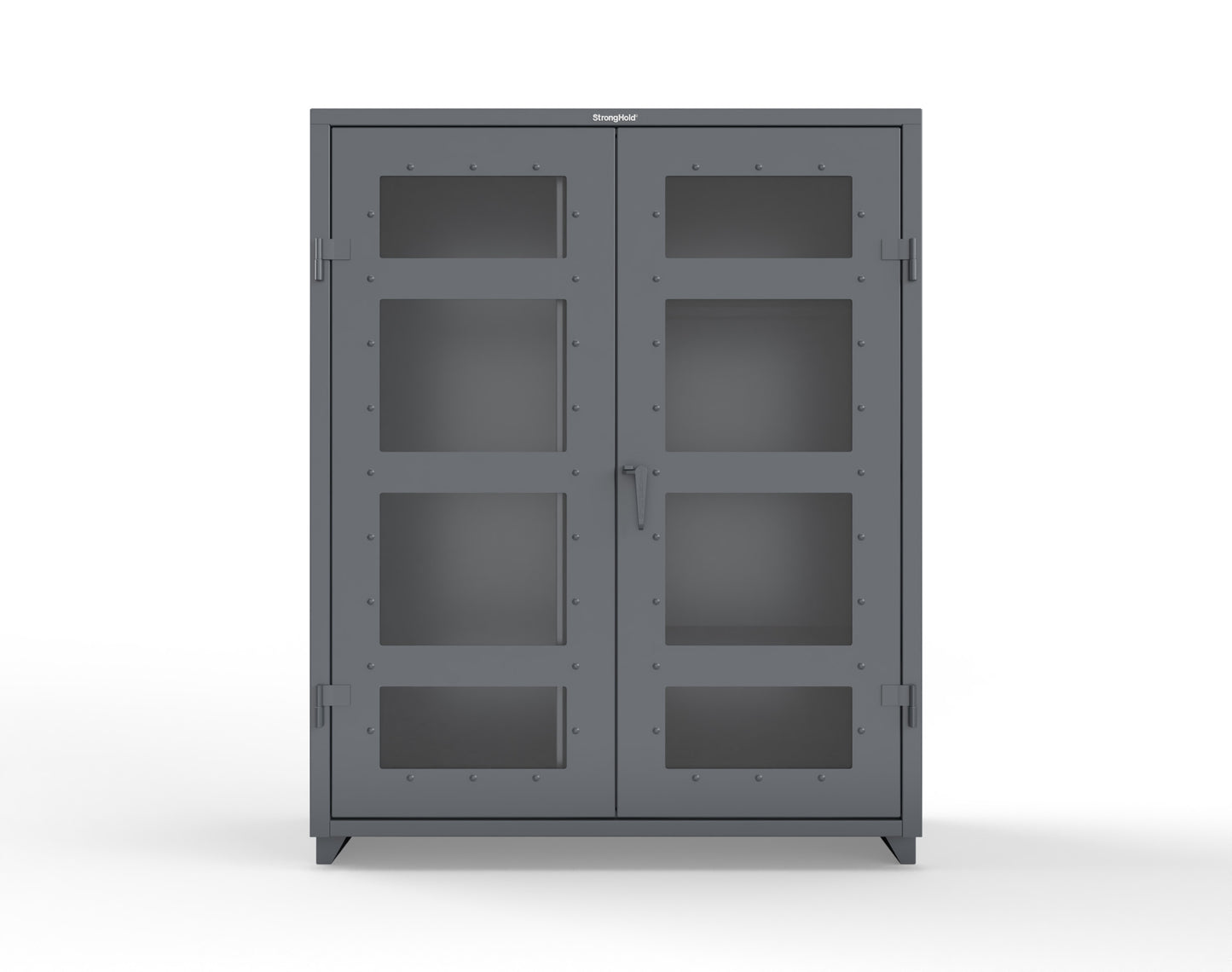 Extra Heavy Duty 14 GA Clear View Janitorial Cabinet with 3 Shelves - 60 In. W x 24 In. D x 75 In. H - 56-LD-BC-243-L-7024