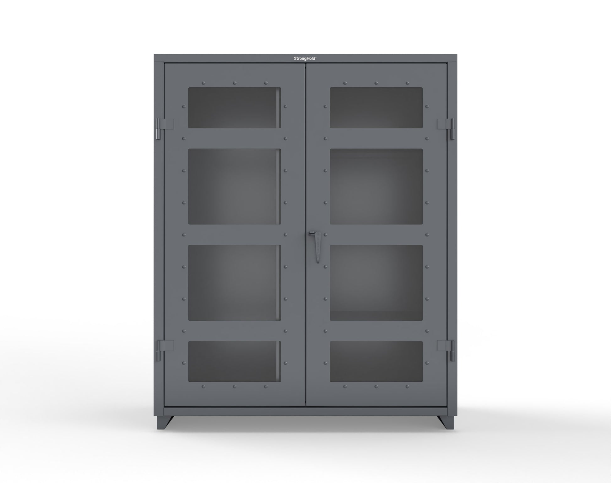 Extra Heavy Duty 14 GA Clear View Janitorial Cabinet with 3 Shelves - 60 In. W x 24 In. D x 75 In. H - 56-LD-BC-243-L-7024