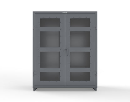 Extra Heavy Duty 14 GA Clear View Janitorial Cabinet with 3 Shelves - 60 In. W x 24 In. D x 75 In. H - 56-LD-BC-243-L-7024