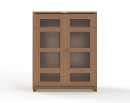 Extra Heavy Duty 14 GA Clear View Janitorial Cabinet with 3 Shelves - 60 In. W x 24 In. D x 75 In. H - 56-LD-BC-243-L-8008