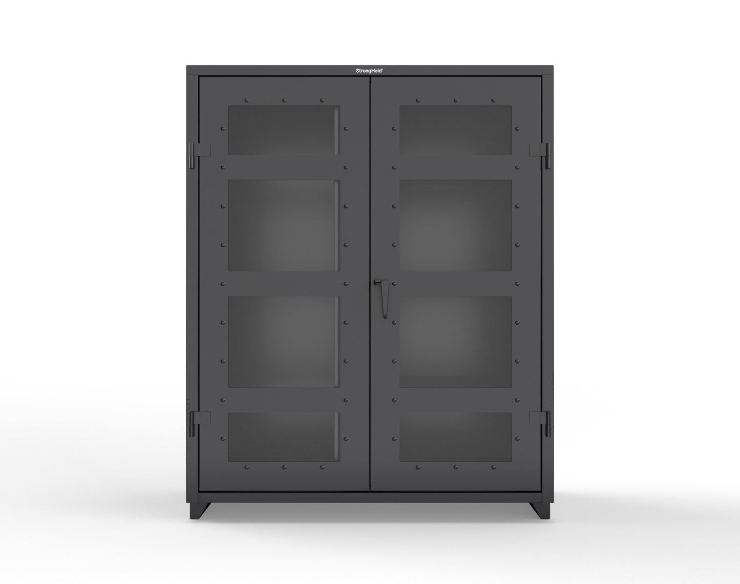 Extra Heavy Duty 14 GA Clear View Janitorial Cabinet with 3 Shelves - 60 In. W x 24 In. D x 75 In. H - 56-LD-BC-243-L-9005