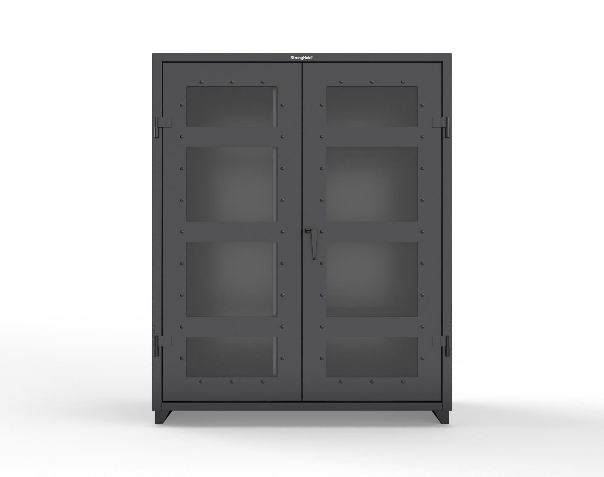 Extra Heavy Duty 14 GA Clear View Janitorial Cabinet with 3 Shelves - 60 In. W x 24 In. D x 75 In. H - 56-LD-BC-243-L-9005