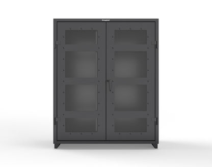 Extra Heavy Duty 14 GA Clear View Janitorial Cabinet with 3 Shelves - 60 In. W x 24 In. D x 75 In. H - 56-LD-BC-243-L-9005