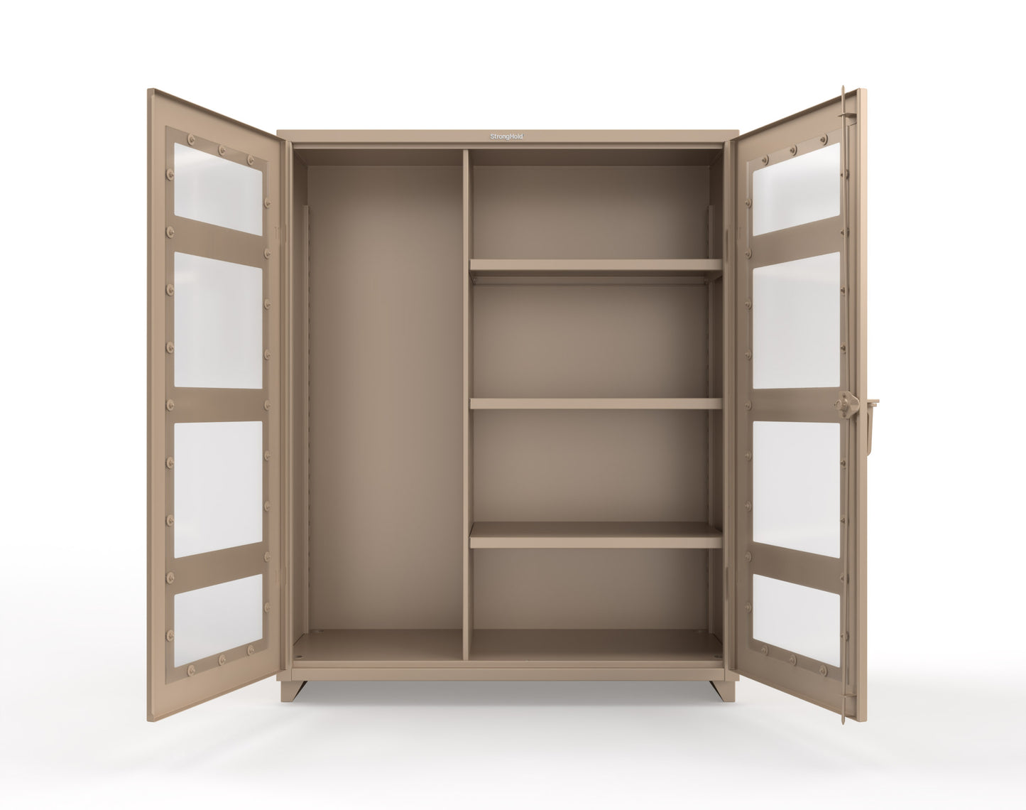 Extra Heavy Duty 14 GA Clear View Janitorial Cabinet with 3 Shelves - 60 In. W x 24 In. D x 75 In. H - 56-LD-BC-243-L-1019