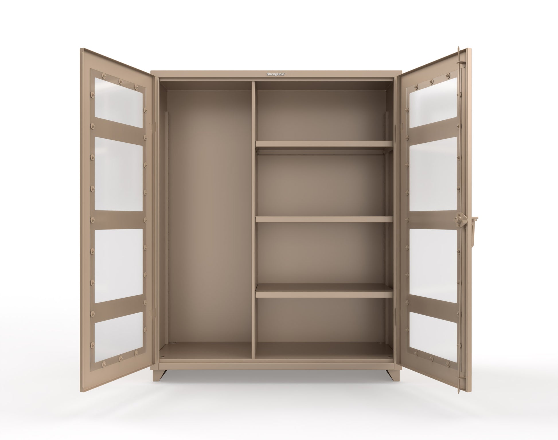 Extra Heavy Duty 14 GA Clear View Janitorial Cabinet with 3 Shelves - 60 In. W x 24 In. D x 75 In. H - 56-LD-BC-243-L-1019