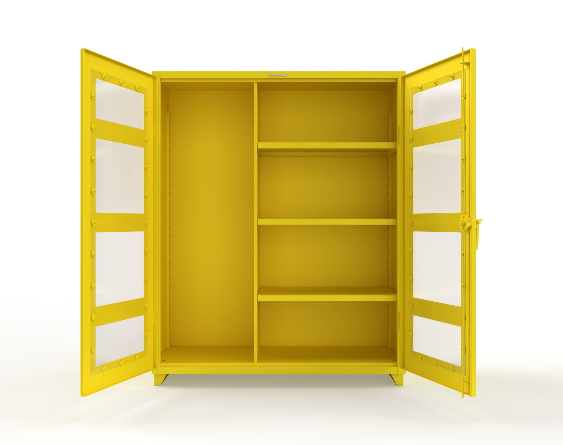 Extra Heavy Duty 14 GA Clear View Janitorial Cabinet with 3 Shelves - 60 In. W x 24 In. D x 75 In. H - 56-LD-BC-243-L-1021