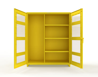Extra Heavy Duty 14 GA Clear View Janitorial Cabinet with 3 Shelves - 60 In. W x 24 In. D x 75 In. H - 56-LD-BC-243-L-1021