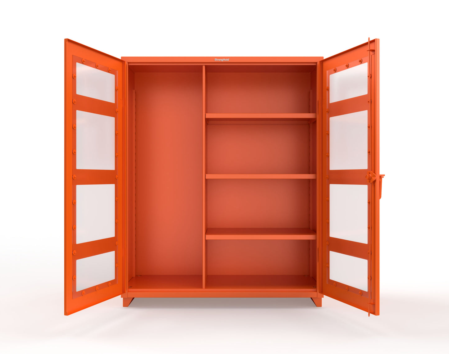 Extra Heavy Duty 14 GA Clear View Janitorial Cabinet with 3 Shelves - 60 In. W x 24 In. D x 75 In. H - 56-LD-BC-243-L-2009