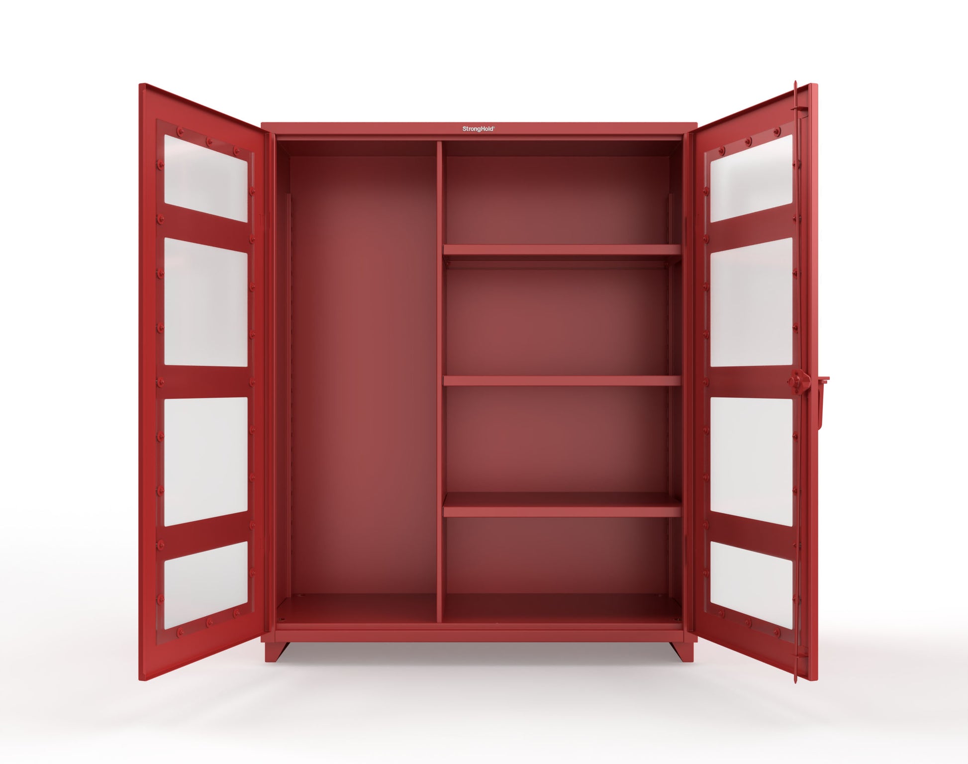 Extra Heavy Duty 14 GA Clear View Janitorial Cabinet with 3 Shelves - 60 In. W x 24 In. D x 75 In. H - 56-LD-BC-243-L-3001