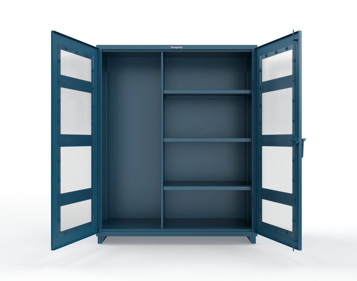 Extra Heavy Duty 14 GA Clear View Janitorial Cabinet with 3 Shelves - 60 In. W x 24 In. D x 75 In. H - 56-LD-BC-243-L-5001