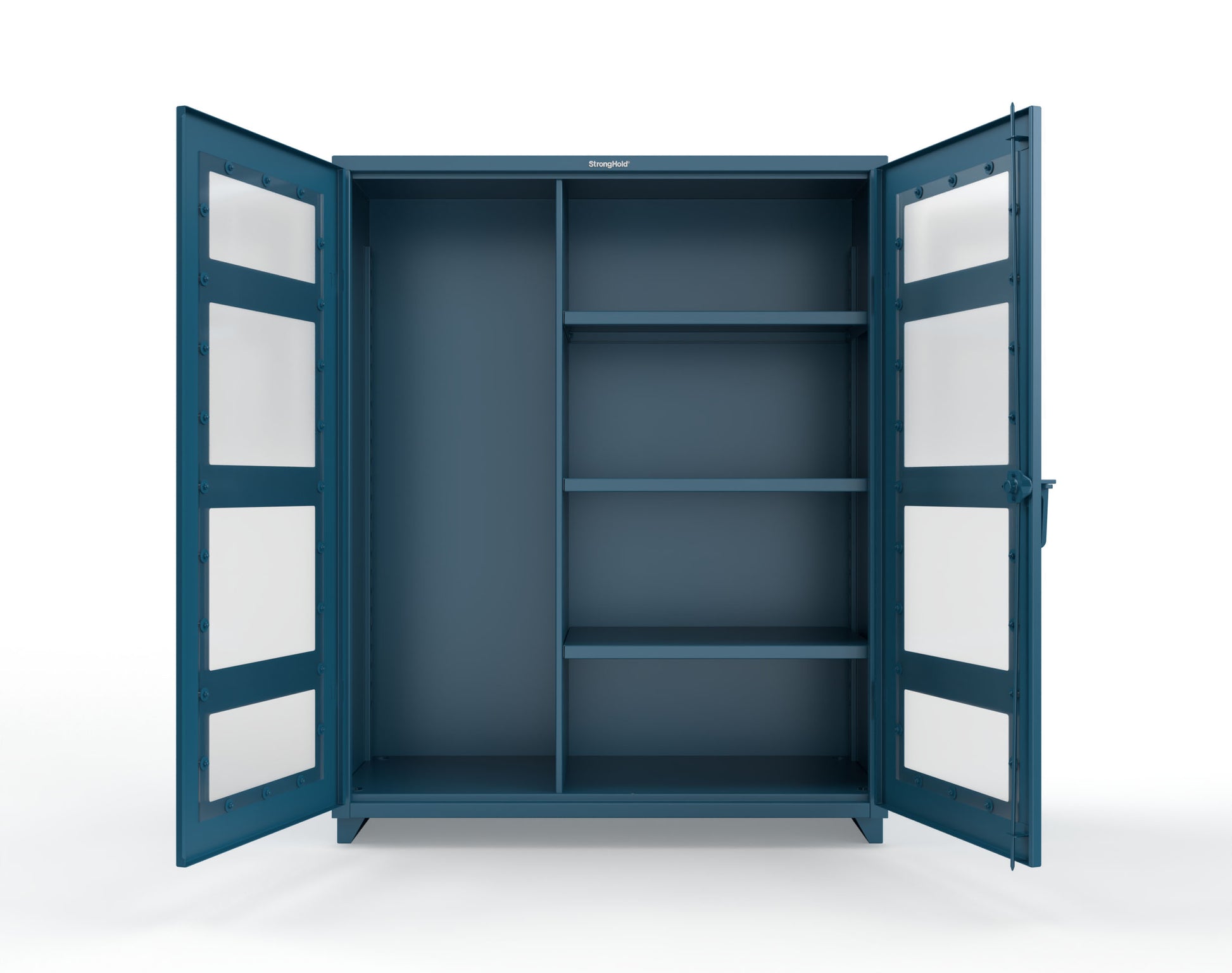 Extra Heavy Duty 14 GA Clear View Janitorial Cabinet with 3 Shelves - 60 In. W x 24 In. D x 75 In. H - 56-LD-BC-243-L-5001