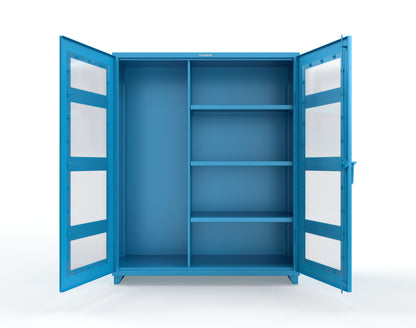 Extra Heavy Duty 14 GA Clear View Janitorial Cabinet with 3 Shelves - 60 In. W x 24 In. D x 75 In. H - 56-LD-BC-243-L-5012