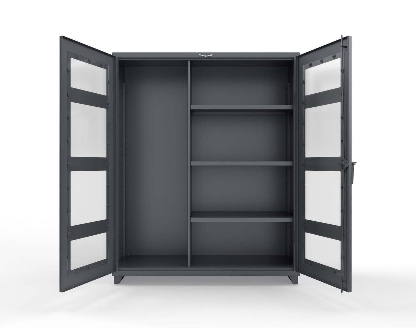 Extra Heavy Duty 14 GA Clear View Janitorial Cabinet with 3 Shelves - 60 In. W x 24 In. D x 75 In. H - 56-LD-BC-243-L-7024