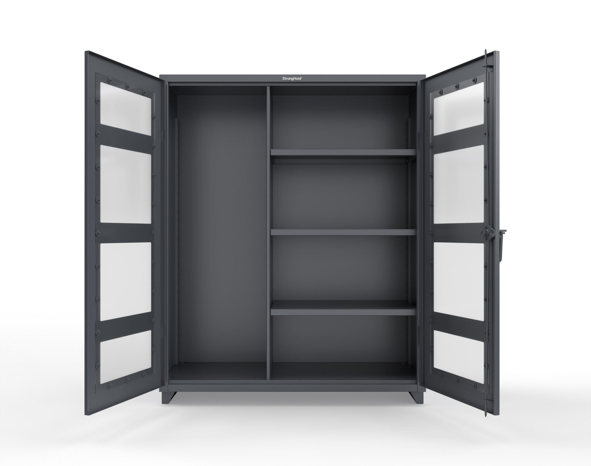 Extra Heavy Duty 14 GA Clear View Janitorial Cabinet with 3 Shelves - 60 In. W x 24 In. D x 75 In. H - 56-LD-BC-243-L-7024