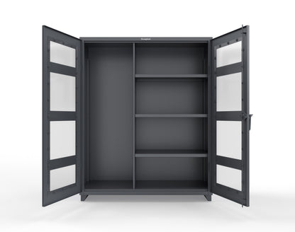 Extra Heavy Duty 14 GA Clear View Janitorial Cabinet with 3 Shelves - 60 In. W x 24 In. D x 75 In. H - 56-LD-BC-243-L-7024