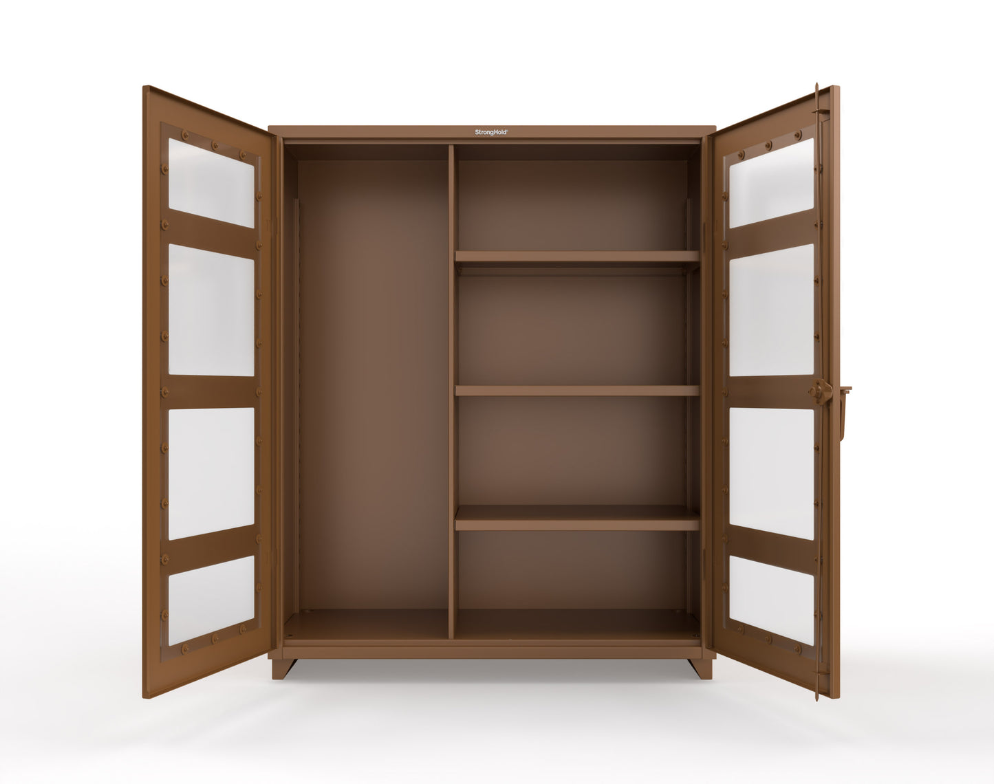 Extra Heavy Duty 14 GA Clear View Janitorial Cabinet with 3 Shelves - 60 In. W x 24 In. D x 75 In. H - 56-LD-BC-243-L-8008