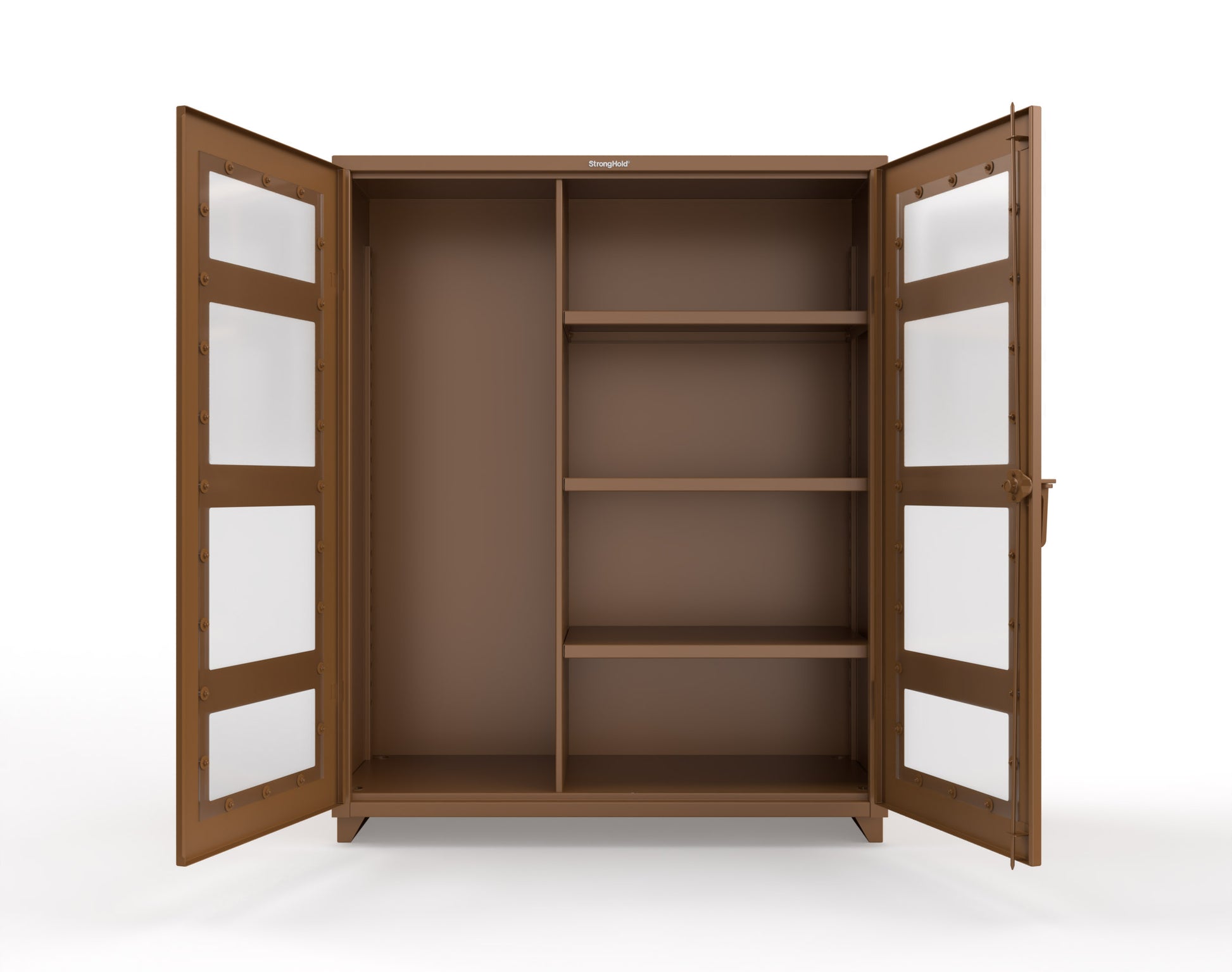 Extra Heavy Duty 14 GA Clear View Janitorial Cabinet with 3 Shelves - 60 In. W x 24 In. D x 75 In. H - 56-LD-BC-243-L-8008