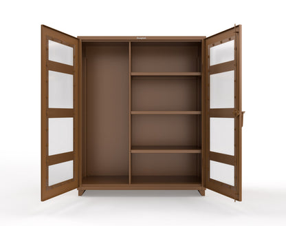 Extra Heavy Duty 14 GA Clear View Janitorial Cabinet with 3 Shelves - 60 In. W x 24 In. D x 75 In. H - 56-LD-BC-243-L-8008