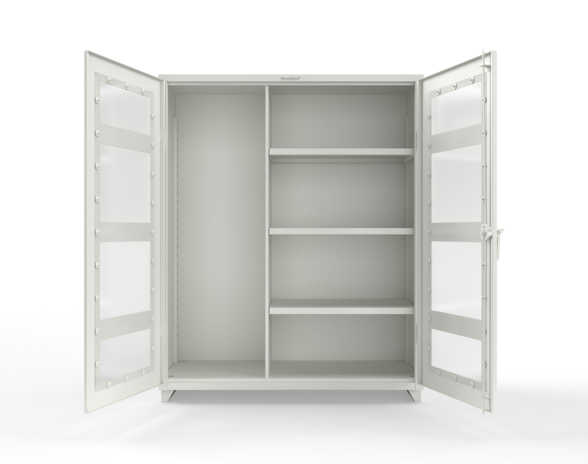 Extra Heavy Duty 14 GA Clear View Janitorial Cabinet with 3 Shelves - 60 In. W x 24 In. D x 75 In. H - 56-LD-BC-243-L-9003