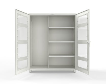 Extra Heavy Duty 14 GA Clear View Janitorial Cabinet with 3 Shelves - 60 In. W x 24 In. D x 75 In. H - 56-LD-BC-243-L-9003