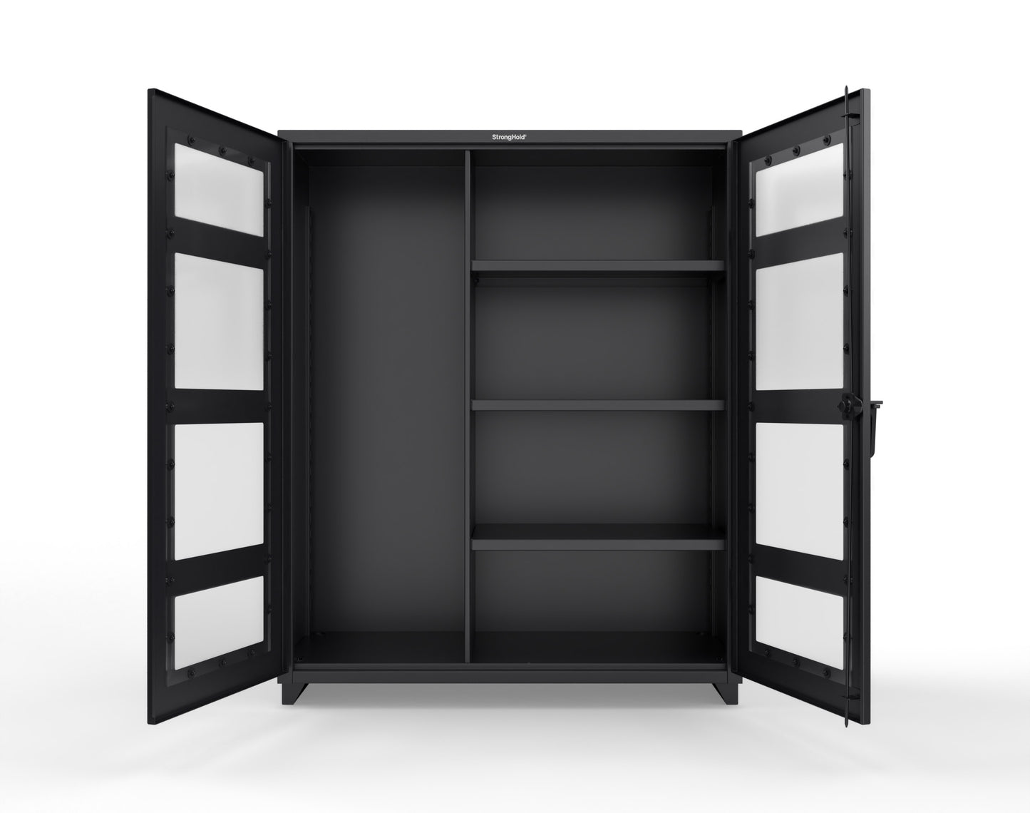 Extra Heavy Duty 14 GA Clear View Janitorial Cabinet with 3 Shelves - 60 In. W x 24 In. D x 75 In. H - 56-LD-BC-243-L-9005