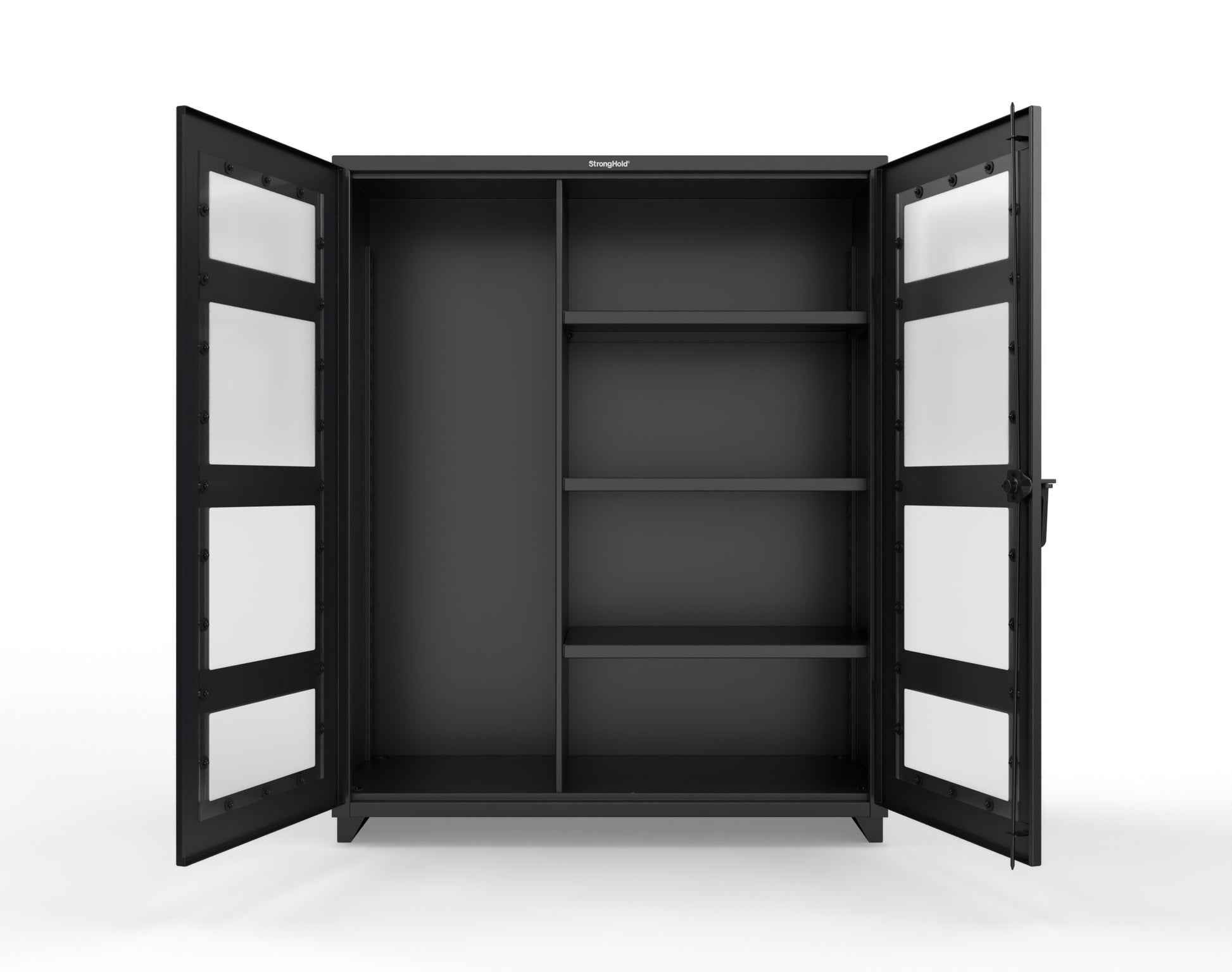 Extra Heavy Duty 14 GA Clear View Janitorial Cabinet with 3 Shelves - 60 In. W x 24 In. D x 75 In. H - 56-LD-BC-243-L-9005