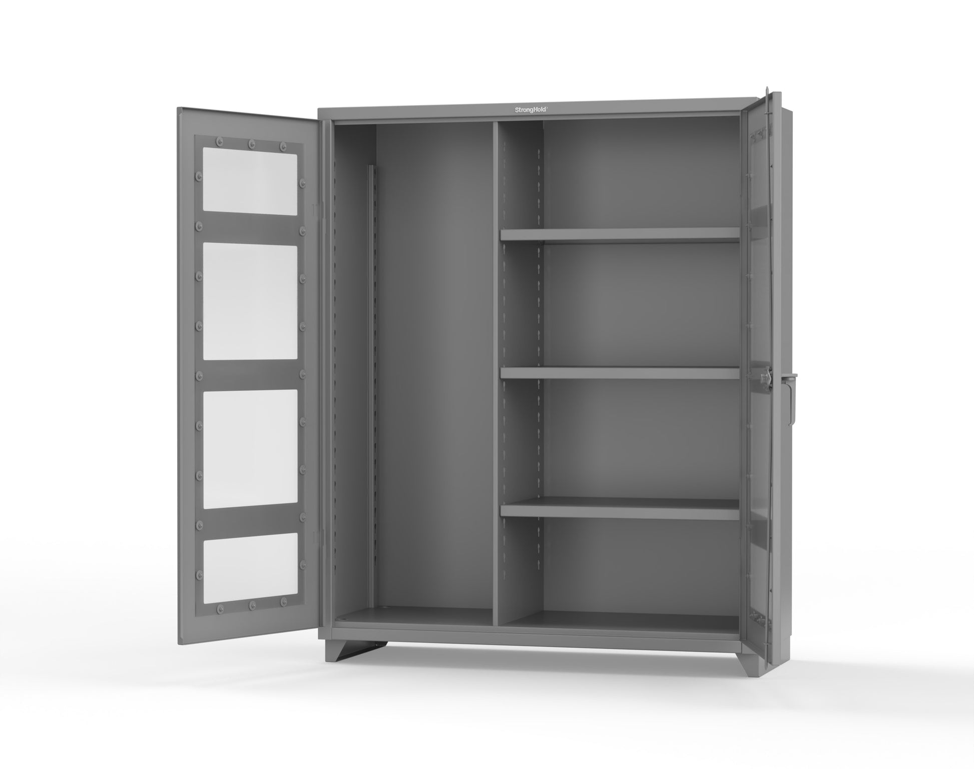 Extra Heavy Duty 14 GA Clear View Janitorial Cabinet with 3 Shelves - 60 In. W x 24 In. D x 75 In. H - 56-LD-BC-243-L-7037