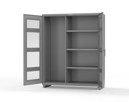 Extra Heavy Duty 14 GA Clear View Janitorial Cabinet with 3 Shelves - 60 In. W x 24 In. D x 75 In. H - 56-LD-BC-243-L-7037