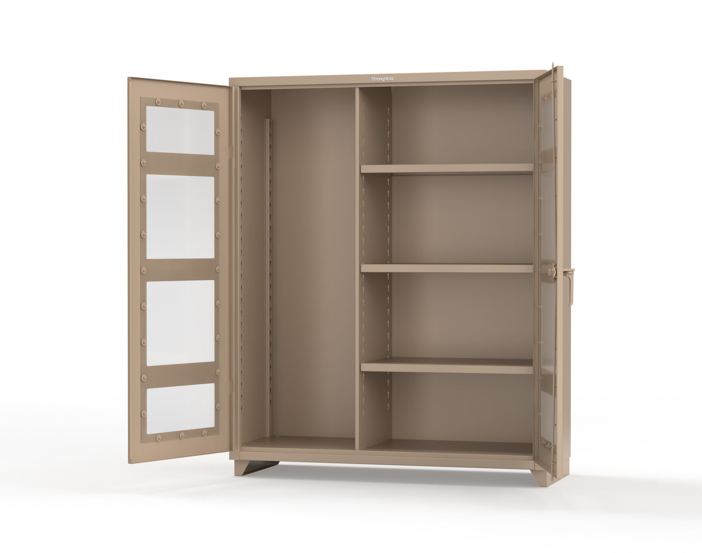 Extra Heavy Duty 14 GA Clear View Janitorial Cabinet with 3 Shelves - 60 In. W x 24 In. D x 75 In. H - 56-LD-BC-243-L-1019