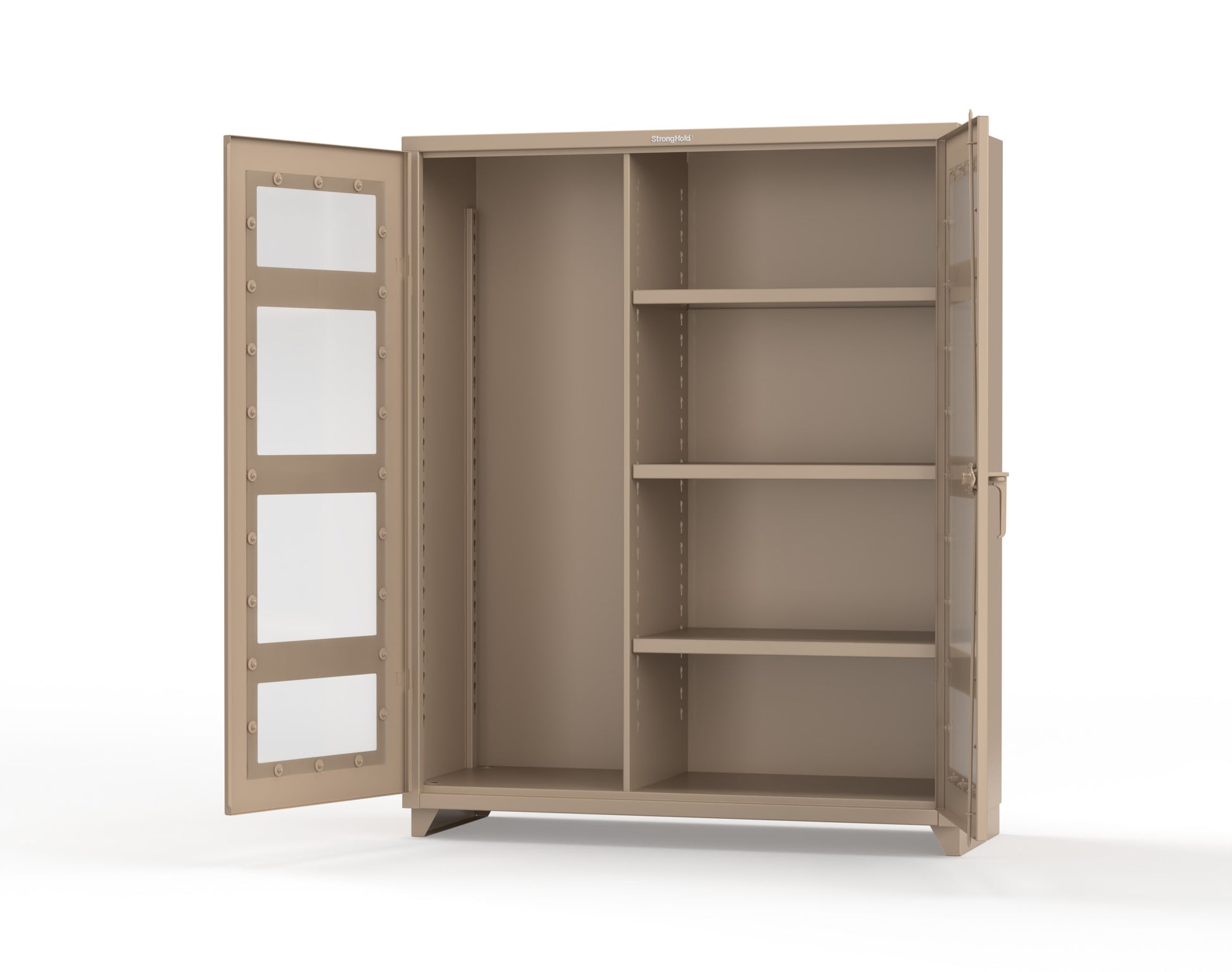 Extra Heavy Duty 14 GA Clear View Janitorial Cabinet with 3 Shelves - 60 In. W x 24 In. D x 75 In. H - 56-LD-BC-243-L-1019