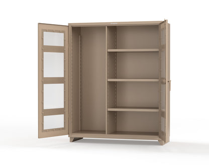 Extra Heavy Duty 14 GA Clear View Janitorial Cabinet with 3 Shelves - 60 In. W x 24 In. D x 75 In. H - 56-LD-BC-243-L-1019